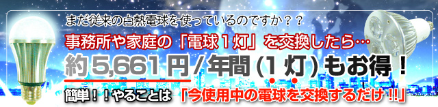 電球1灯をLED球に交換したら年間5000円以上もお得！